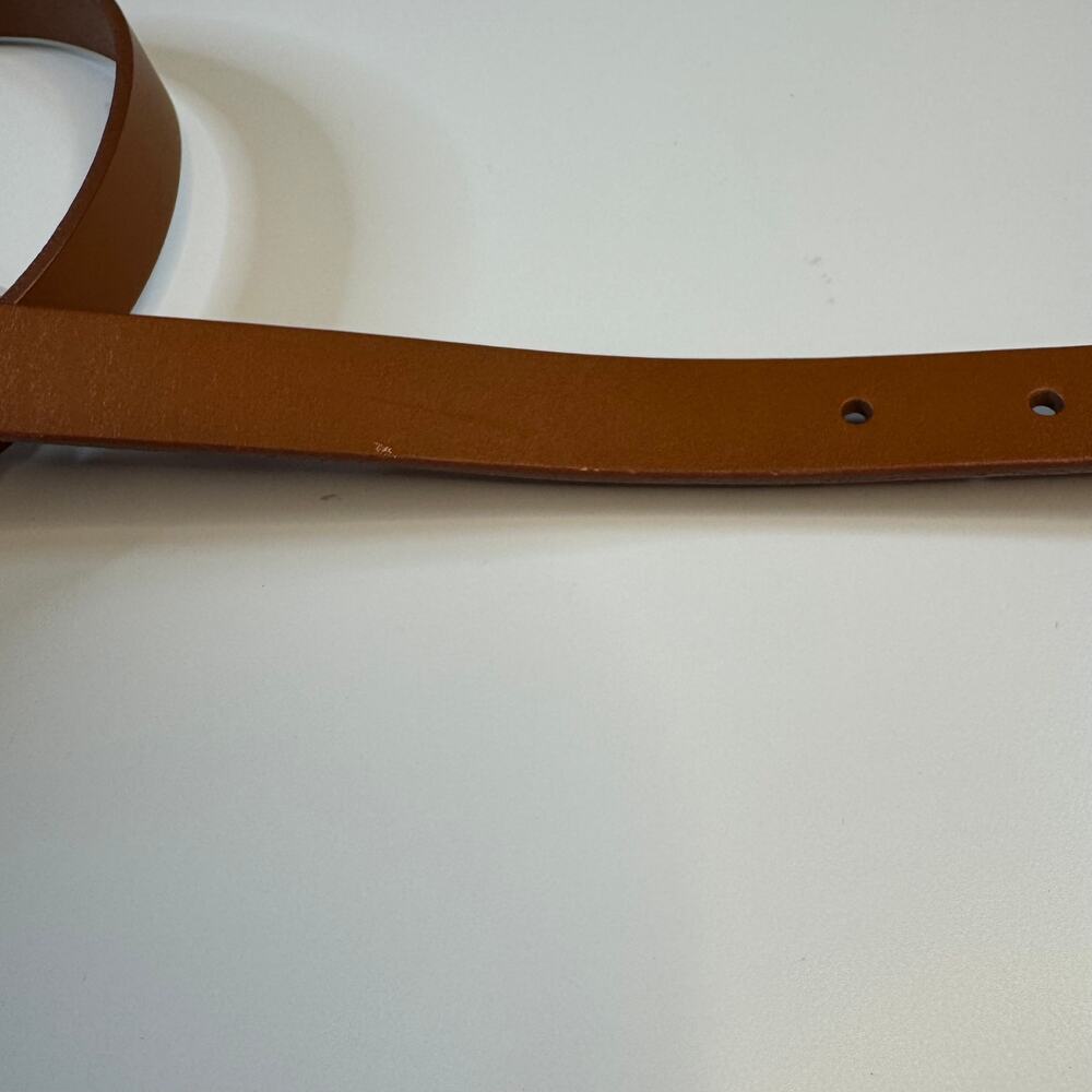 NWT MADEWELL Chunky Buckle Skinny Leather Belt Brown Gold  XS - Picture 5 of 6